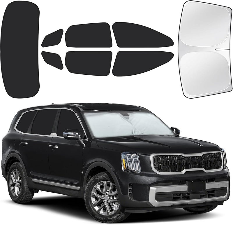 JASVIC for Kia Telluride 2020-2025 Car Window Shades, 8pcs Privacy Sun Shade Set for Front Windshield Side and Rear Windows, Full Window Covers Keeps Vehicle Cool for Camping Napping - Image 1